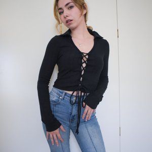 Lace up Long Sleeve Top